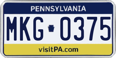 PA license plate MKG0375