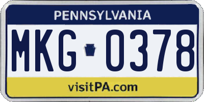 PA license plate MKG0378