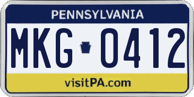 PA license plate MKG0412
