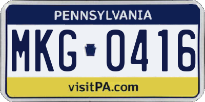 PA license plate MKG0416