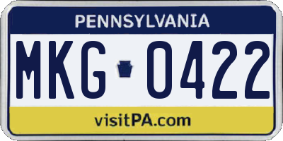 PA license plate MKG0422