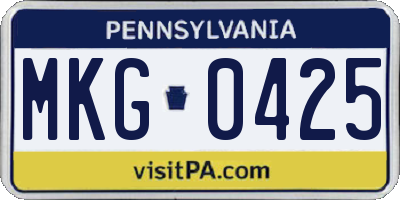 PA license plate MKG0425