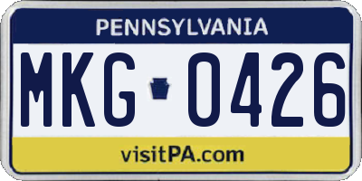PA license plate MKG0426