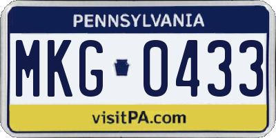 PA license plate MKG0433