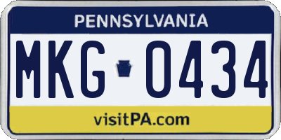 PA license plate MKG0434