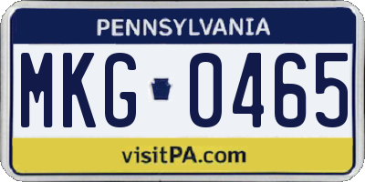 PA license plate MKG0465