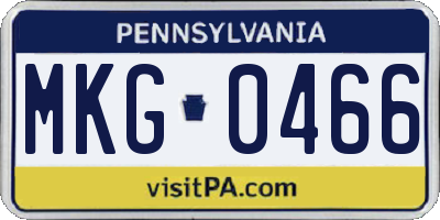 PA license plate MKG0466