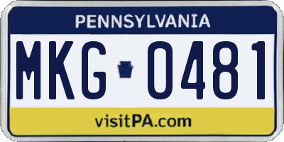PA license plate MKG0481