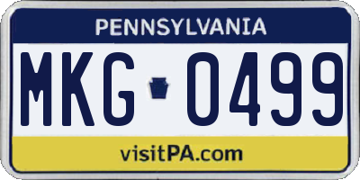 PA license plate MKG0499