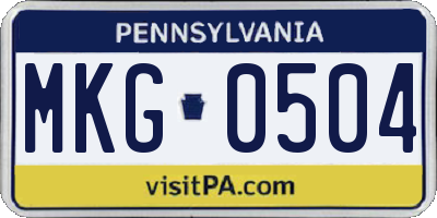 PA license plate MKG0504