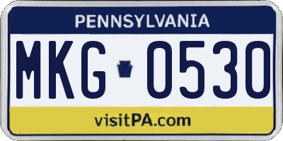 PA license plate MKG0530
