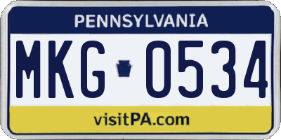 PA license plate MKG0534