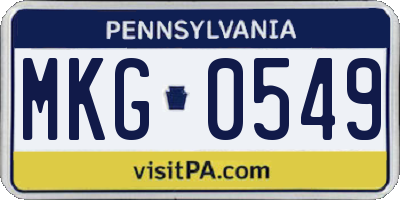 PA license plate MKG0549