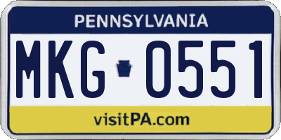 PA license plate MKG0551