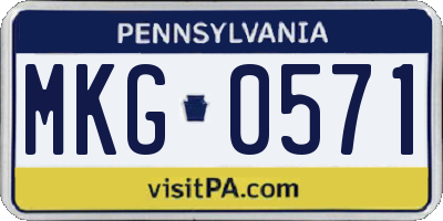 PA license plate MKG0571