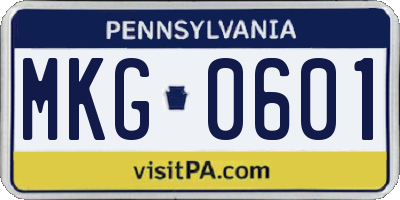 PA license plate MKG0601