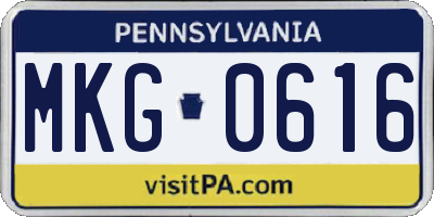 PA license plate MKG0616
