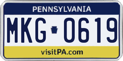 PA license plate MKG0619