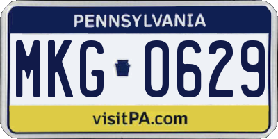 PA license plate MKG0629