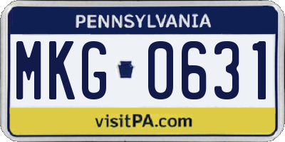 PA license plate MKG0631