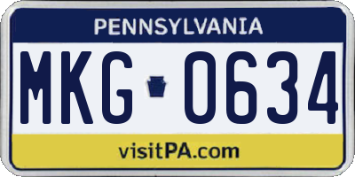PA license plate MKG0634