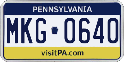 PA license plate MKG0640