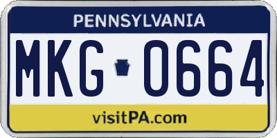 PA license plate MKG0664
