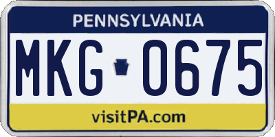 PA license plate MKG0675