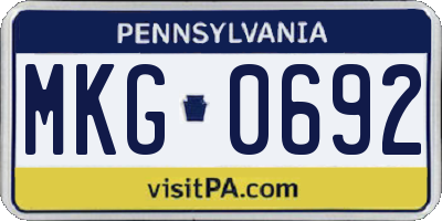 PA license plate MKG0692