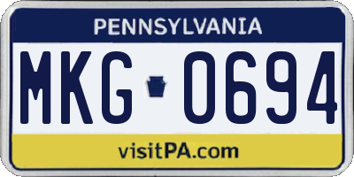 PA license plate MKG0694