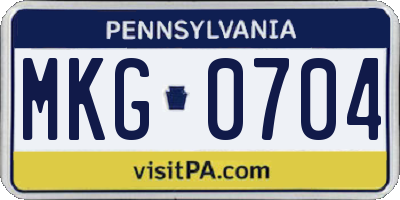 PA license plate MKG0704