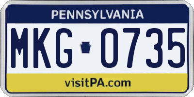 PA license plate MKG0735
