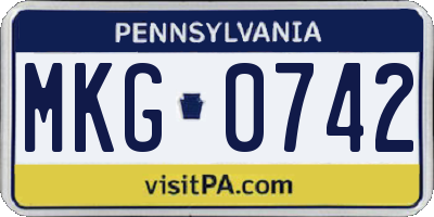 PA license plate MKG0742