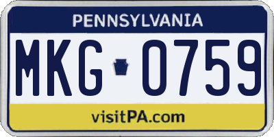 PA license plate MKG0759
