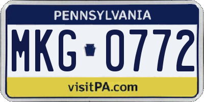 PA license plate MKG0772