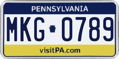 PA license plate MKG0789