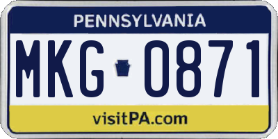 PA license plate MKG0871