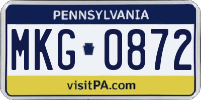 PA license plate MKG0872