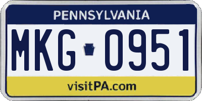 PA license plate MKG0951