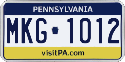PA license plate MKG1012