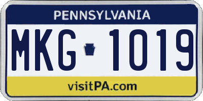 PA license plate MKG1019