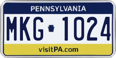 PA license plate MKG1024