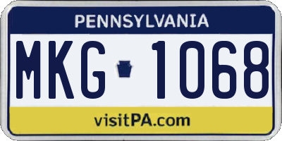 PA license plate MKG1068