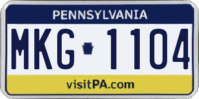 PA license plate MKG1104