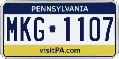 PA license plate MKG1107