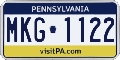 PA license plate MKG1122