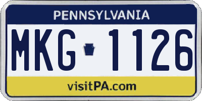 PA license plate MKG1126