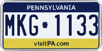 PA license plate MKG1133