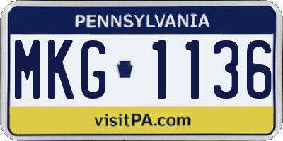 PA license plate MKG1136