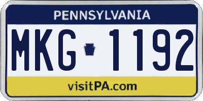 PA license plate MKG1192